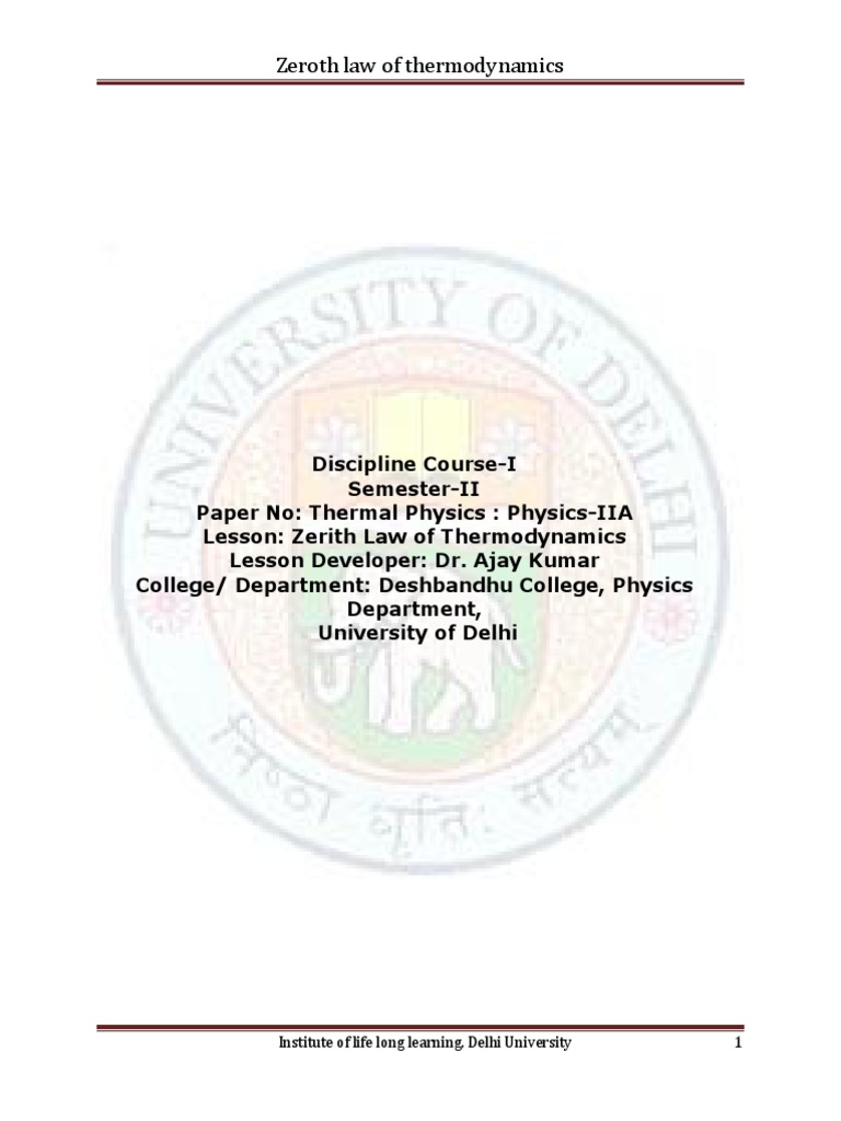 Understanding Zeroth Law of Thermodynamics | PDF | Thermodynamic ...