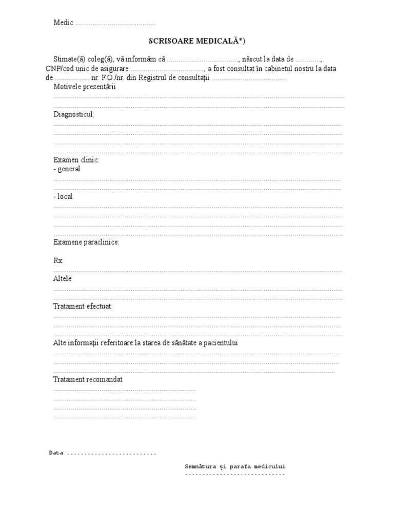 Scrisoare Medicala
