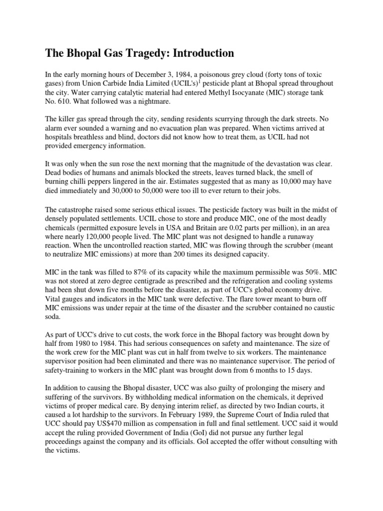 Bhopal gas tragedy case study with answers picture