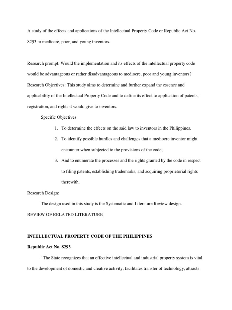 Intellectual Property Code of The Philippines Republic Act No. 8293