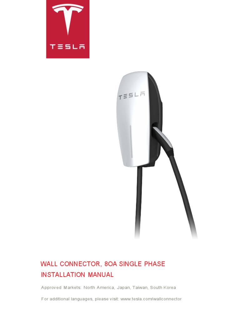 Wall Connector Installation Manual 80A en US | Electrical Connector