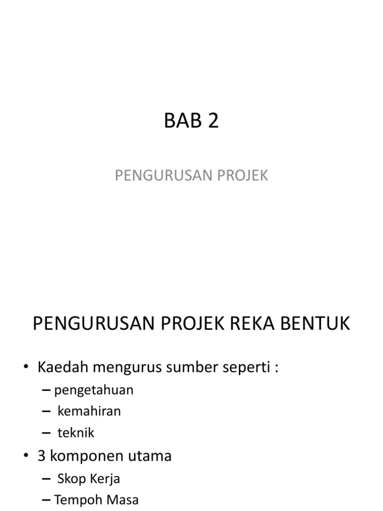 Bab 2 Pengurusan Projek Reka Bentuk RBT | PDF