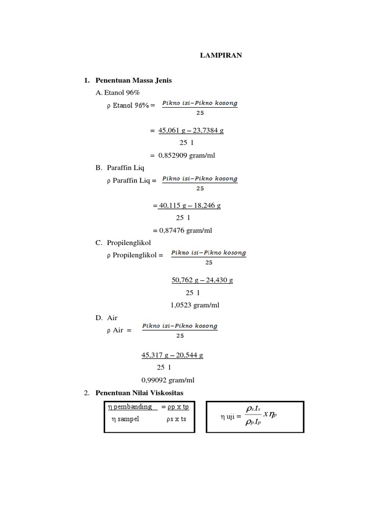 Perhitungan Viskositas | PDF