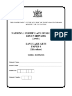 NCSE Level One Language Arts 2006 Paper 4: Literature