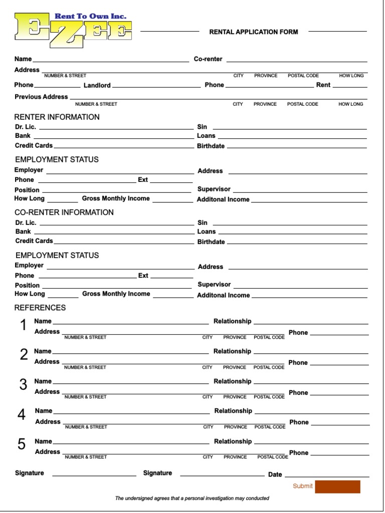 Rental Application | PDF | Renting | Service Industries
