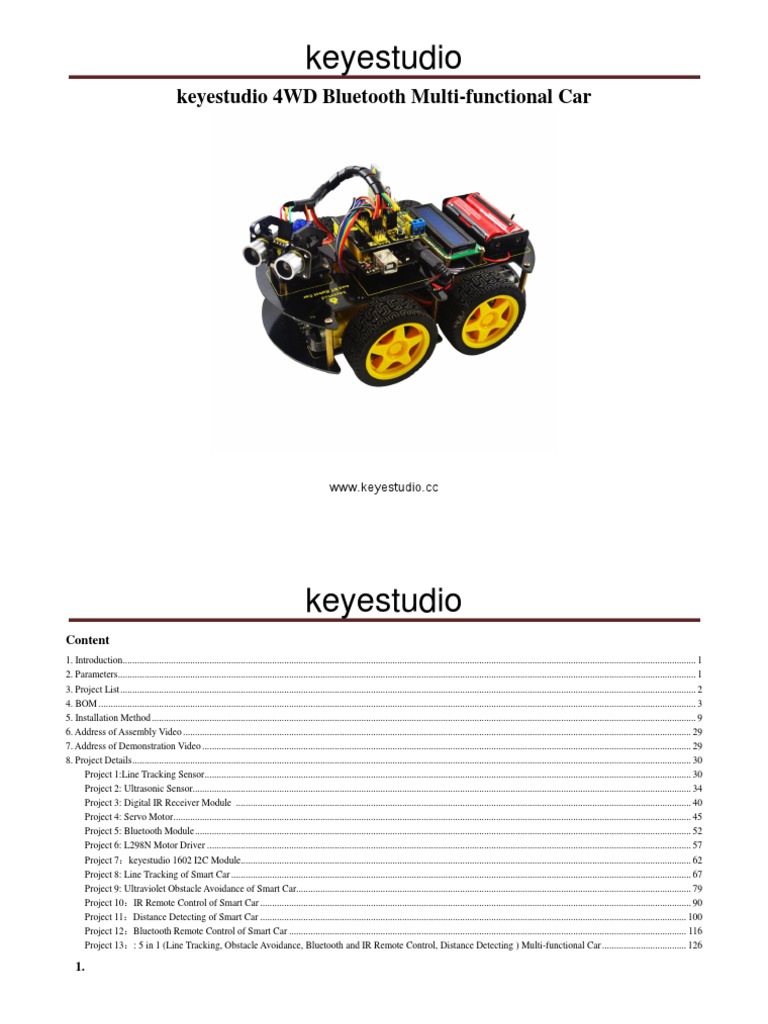 KS0192 Keyestudio 4WD Bluetooth Multi-Functional Car | PDF | Bluetooth ...