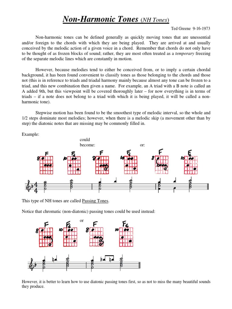 Non Harmonic Tones Chord (Music) Harmony