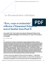 "Éros, Corps Et Eucharistie", Une Réflexion D'emmanuel Falque