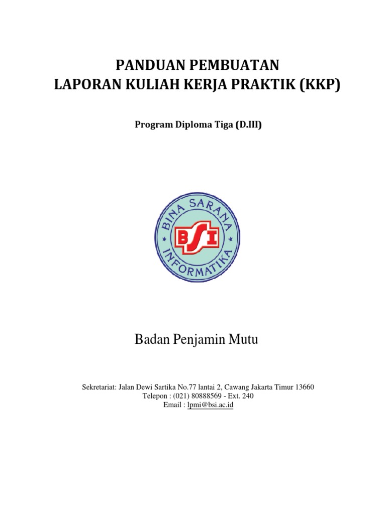 Panduan Laporan Kkp Semester Ganjil 2017 2018 Bsi 18sept17