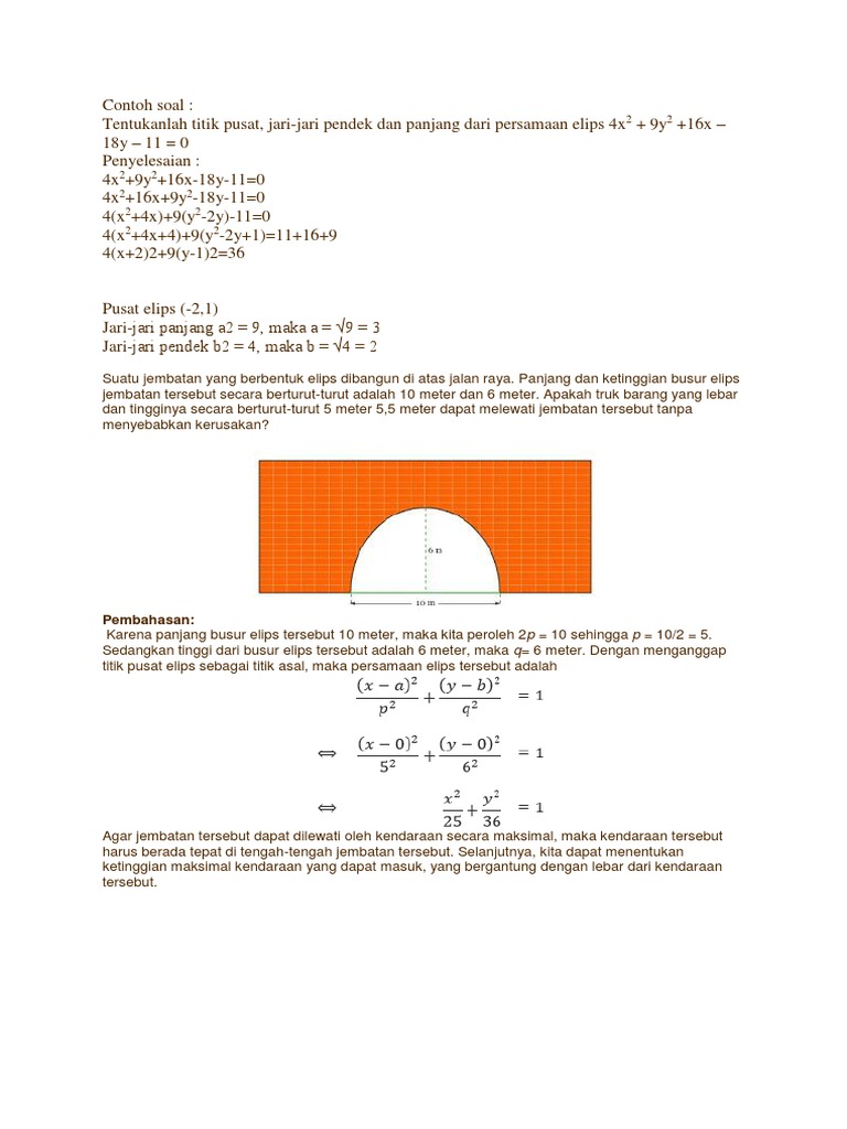 Contoh Soal Dan Pembahasan Materi Elips Contoh Soal Terbaru