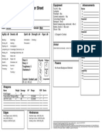 Savage Worlds Character Sheet: Advancements Equipment