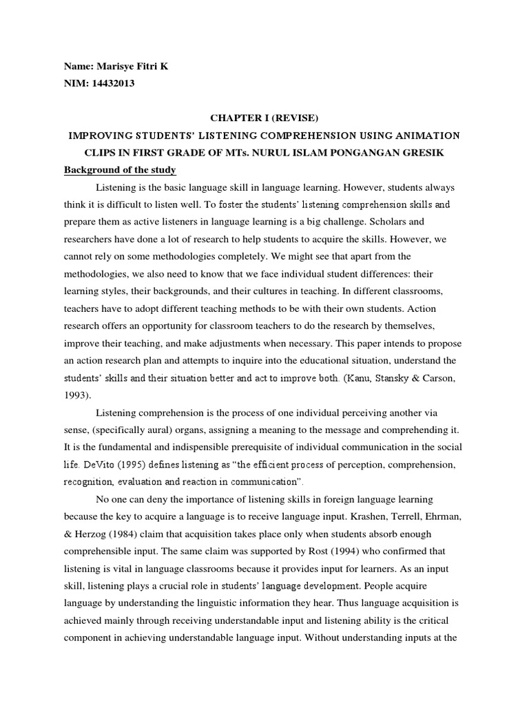 Enhancing Listening Skills with Animation | PDF | Reading Comprehension ...