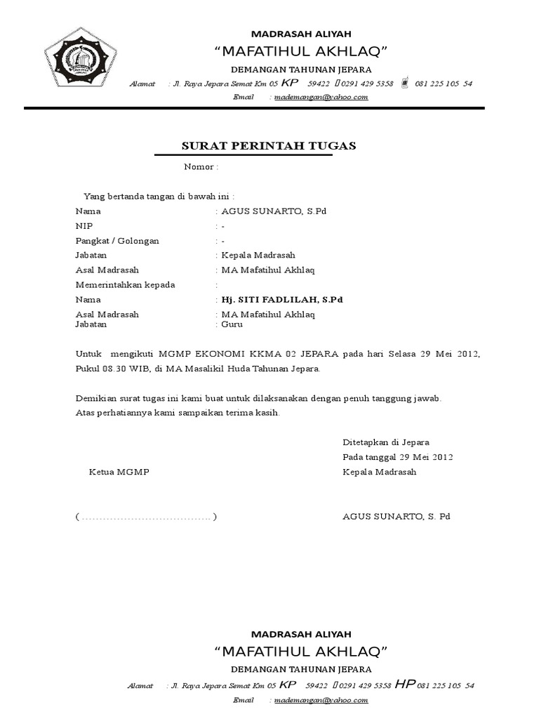Surat Tugas Mgmp Doc