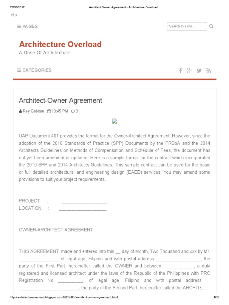 ArchitectOwner Agreement Architecture Overload Architect