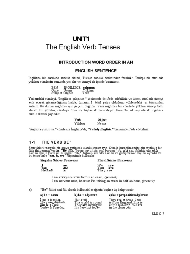 Unit1 Verb Tenses