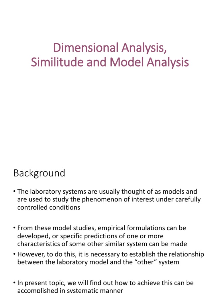 Similitude and Dimensional Analysis in Fluid Mechanics | PDF | Reynolds ...