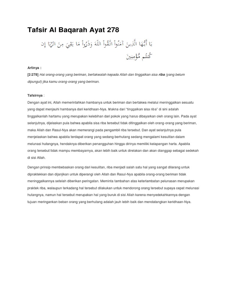 Tafsir Al Baqarah Ayat 278