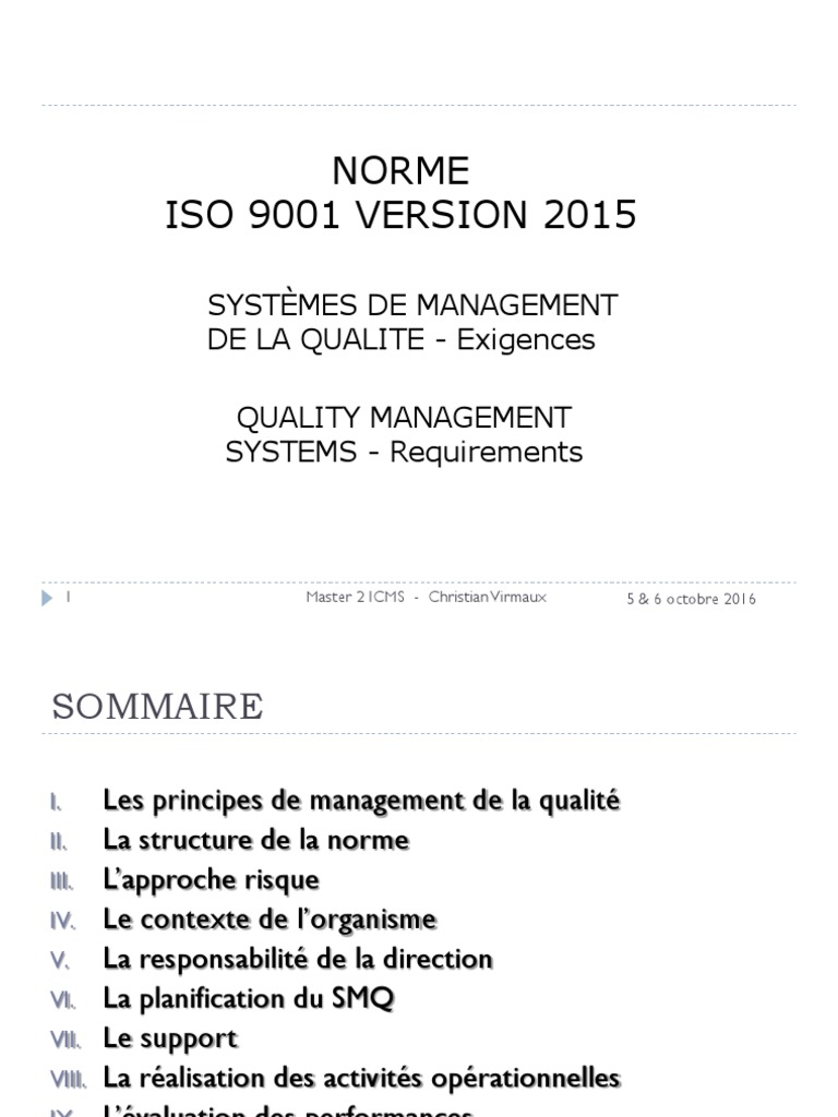 ISO 9001:2015 - Management de la Qualité | PDF | Management de la ...
