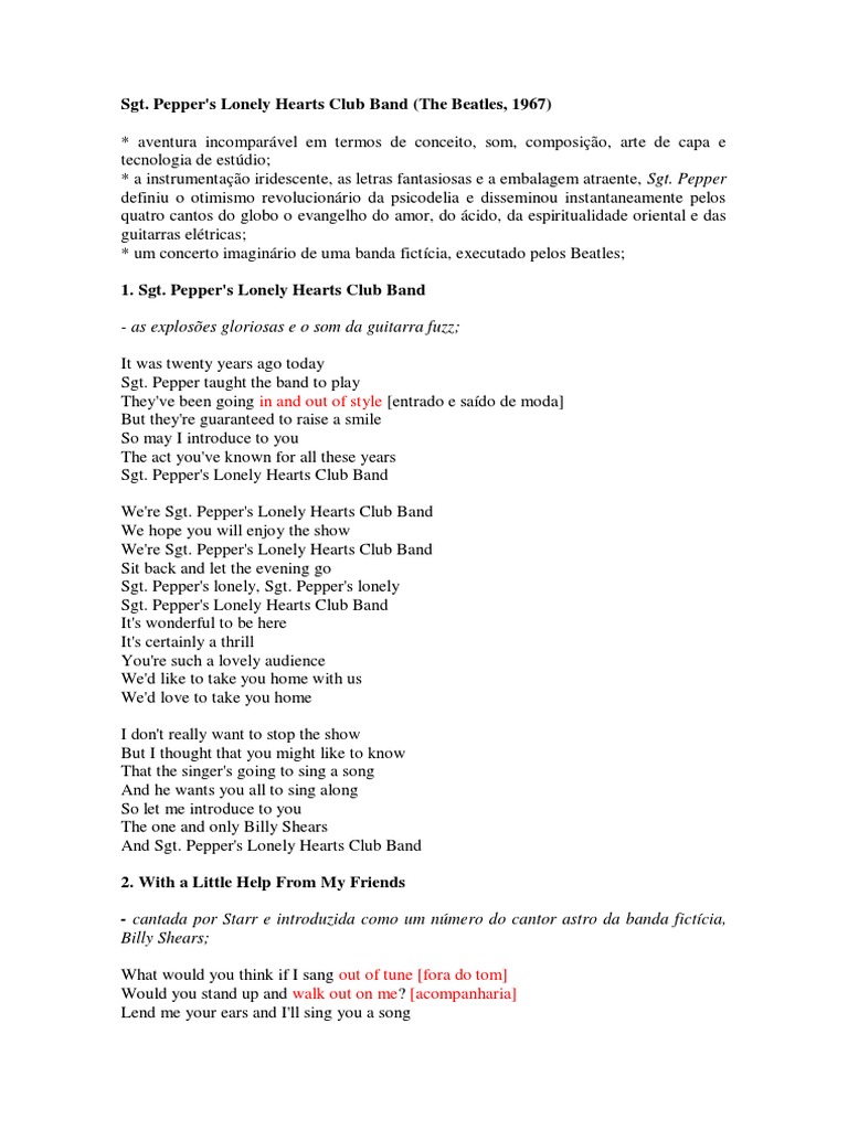 Sgt Peppers Lyrics Songs Written Harrison