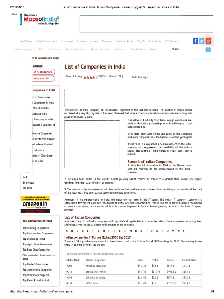 List of Companies in India, Indian Companies Names, Biggest & Largest