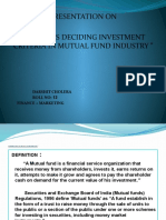Presentation On " Factors Deciding Investment Criteria in Mutual Fund Industry "