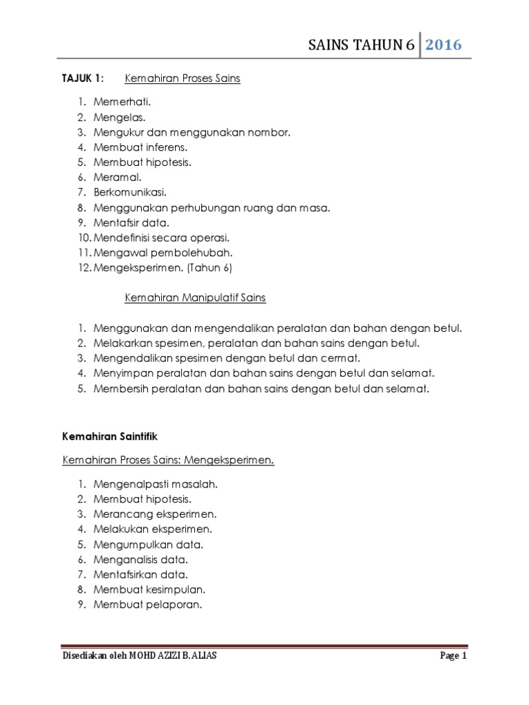 Nota Sains Tahun 6 Pdf