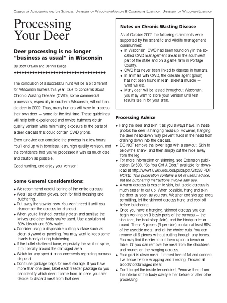 Processing Your Deer Deer Processing Is No Longer "Business As Usual