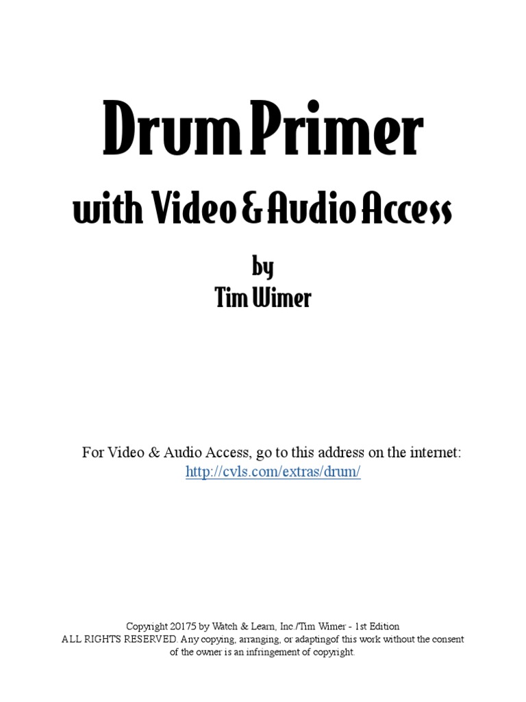 Drum Primer With Video & Audio Access PDF Drum Kit Music Theory