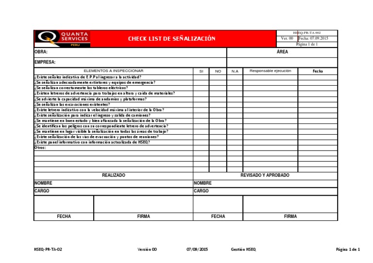 50 Check List de Señalización | PDF
