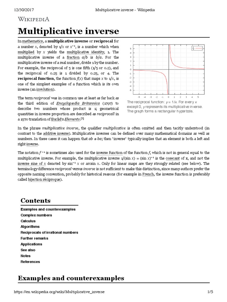 Multiplicative Inverse | PDF | Trigonometric Functions | Mathematical ...
