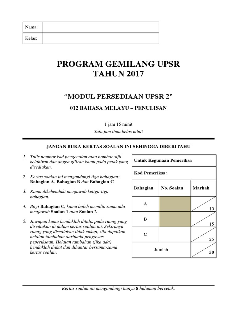 Penulisan Bahasa Melayu Sk Set 2 Pdf Pdf