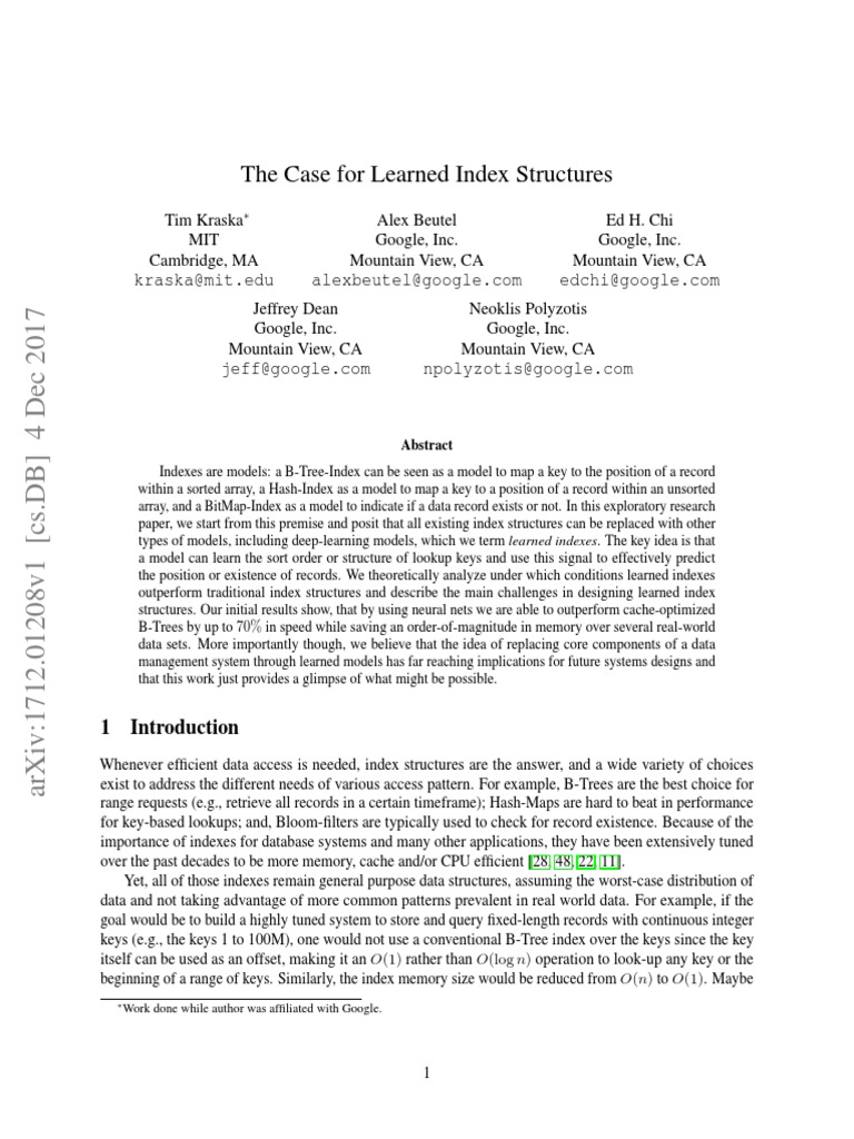 Learned Index Structures in Databases | PDF | Database Index ...