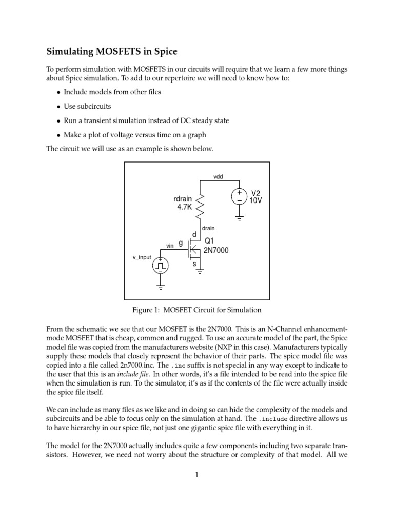 Mosfet Spice Field Effect Transistor Spice