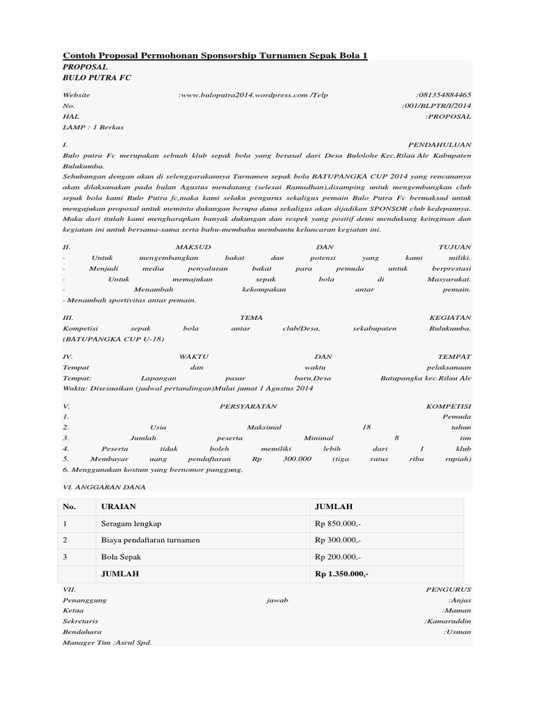 Contoh Proposal Permohonan Sponsorship Turnamen Sepak Bola 1 Docx