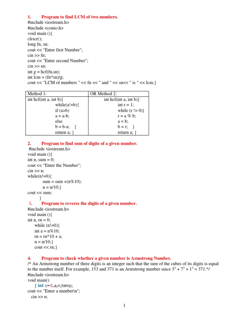 Program To Find LCM of Two Numbers.: C, A, N, Temp | PDF | Matrix ...
