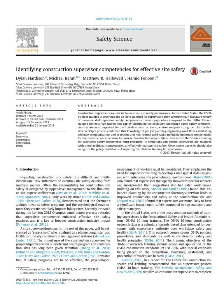 Essential Competencies for Construction Supervisors | PDF ...