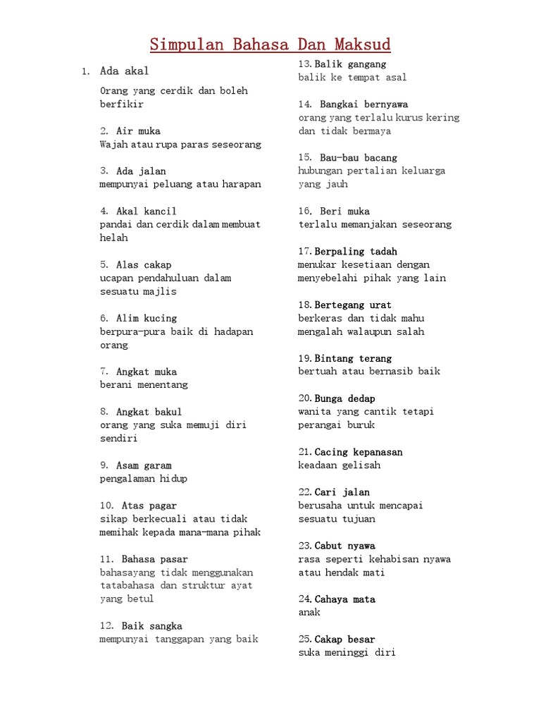 Simpulan Bahasa Dan Maksud Pdf