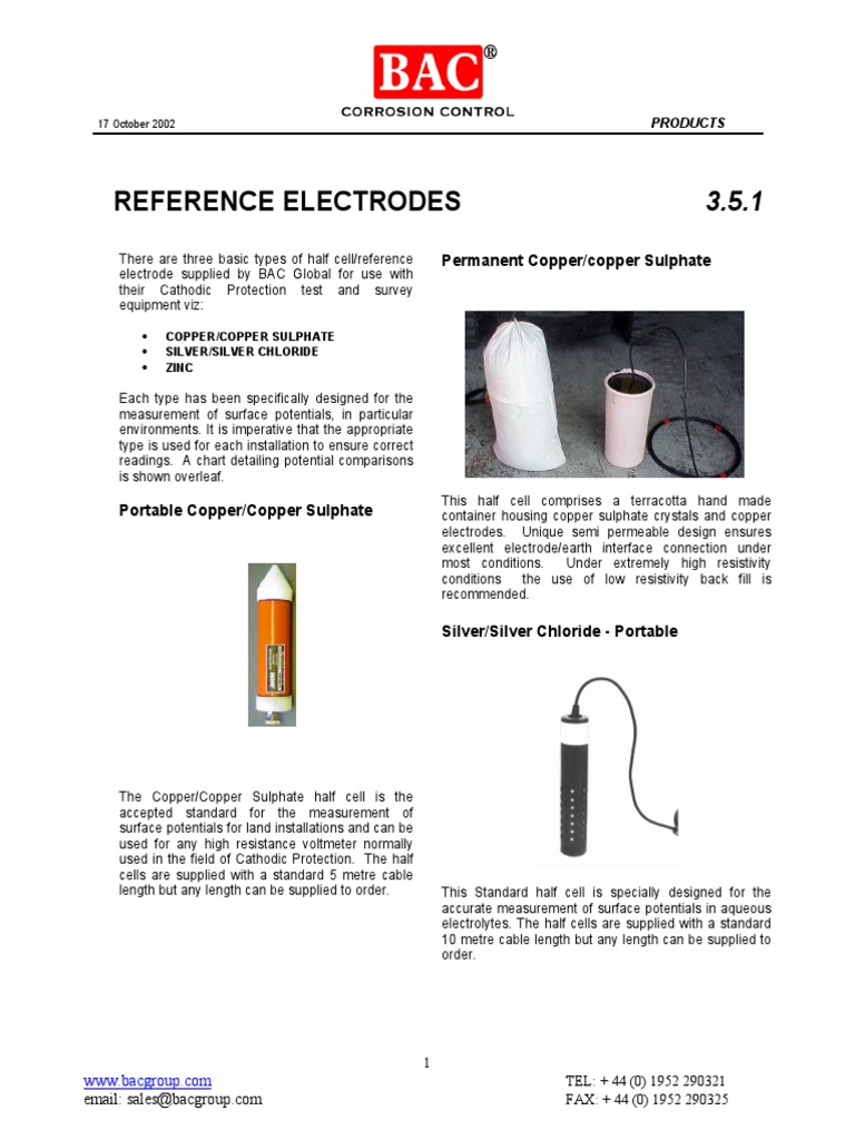 Reference Electrodes Permanent Copper/copper Sulphate Silver