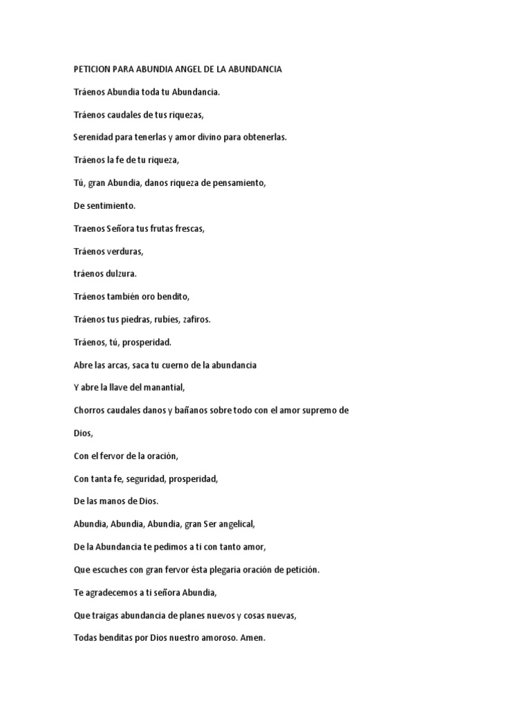 Peticion para Abundia Angel de La Abundancia | PDF
