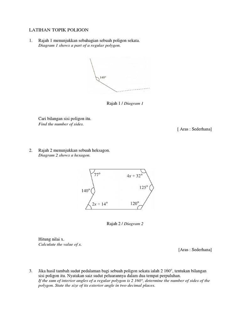 Latihan Poligon untuk Tingkatan 2 | PDF