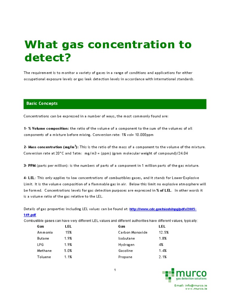 Gas Detection Basic Guidelines PDF Industrial Gases Occupational