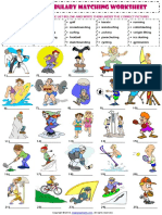 Sports Vocabulary Matching Exercise Worksheet PDF