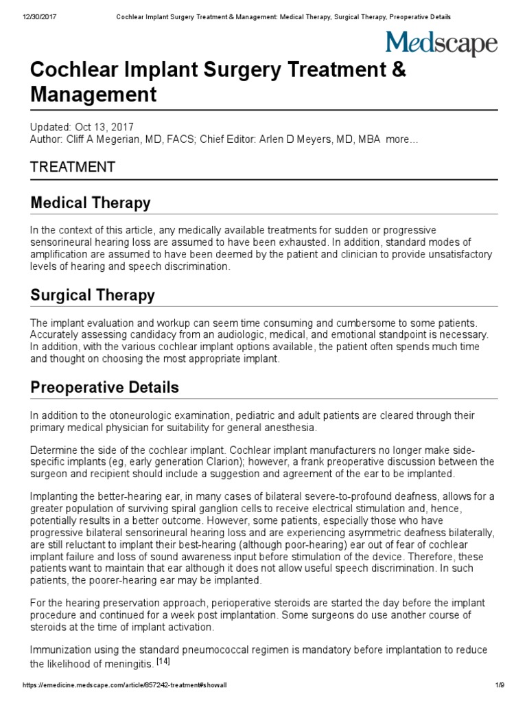 Cochlear Implant Surgery Overview | PDF | Surgery | Hearing Loss