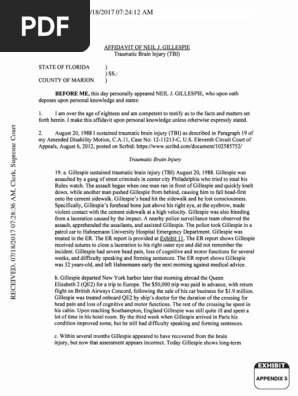 Appendix 5 Affidavit of Neil J Gillespie Traumatic Brain Injury 