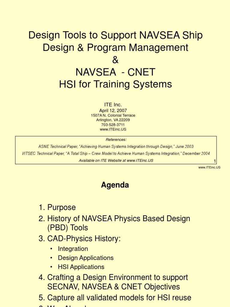 Design Tools to Support NAVSEA Ship Design & Program Management ...