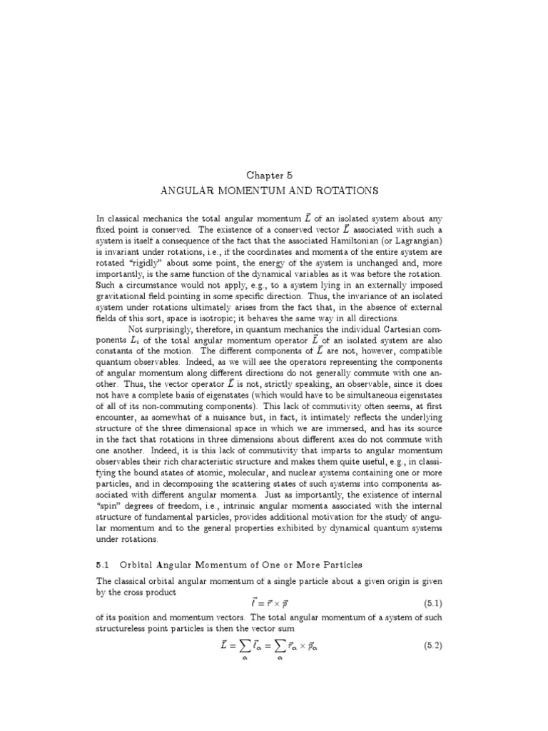 Quantum Mechanics - Chapter7 - Angular Momentum and Rotations | PDF ...