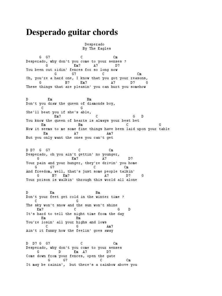 Desperado Guitar Chords PDF Leisure