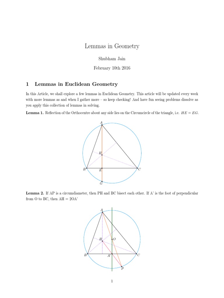 Lemmas in Geometry | Download Free PDF | Euclidean Plane Geometry ...