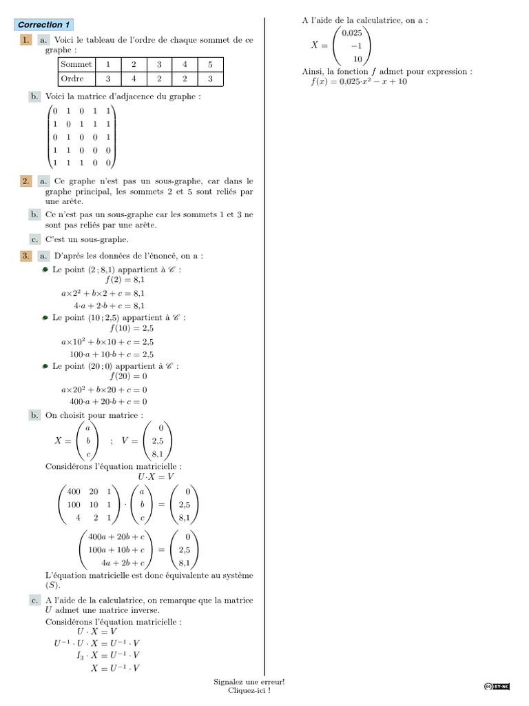 Correction de l'exercice de maths | PDF | Théorie des graphes | Matrice ...