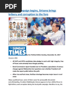 As Polls Campaign Begins, Sirisena Brings Bribery and Corruption To The Fore